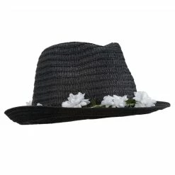 Something Special Women's Flower Lei Paper Fedora -Adams Shop if002cf black 4 1