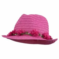 Something Special Women's Flower Lei Paper Fedora -Adams Shop if003cf fuchsia 1 1