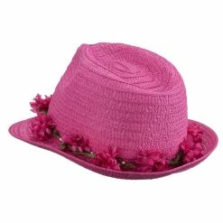 Something Special Women's Flower Lei Paper Fedora -Adams Shop if003cf fuchsia 2 1
