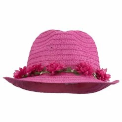 Something Special Women's Flower Lei Paper Fedora -Adams Shop if003cf fuchsia 5 1