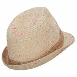 Jeanne Simmons Girl's Multi Fleck Paper Braid Fedora -Adams Shop im001mf beige 3