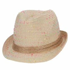 Jeanne Simmons Girl's Multi Fleck Paper Braid Fedora -Adams Shop im001mf beige 5