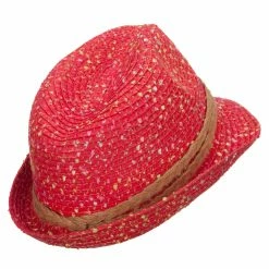 Jeanne Simmons Girl's Multi Fleck Paper Braid Fedora -Adams Shop im002mf fuchsia 3