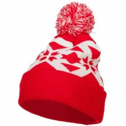 MG Jacquard Knit Pom Beanie -Adams Shop ja004di red white 1 2