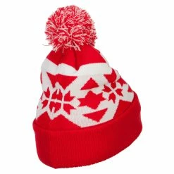 MG Jacquard Knit Pom Beanie -Adams Shop ja004di red white 3 2