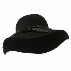 Something Special Wool Felt Wide Brim With Big Sequin Bow Hat 27 Something Special Wool Felt Wide Brim With Big Sequin Bow Hat -Adams Shop jo001fp black 1