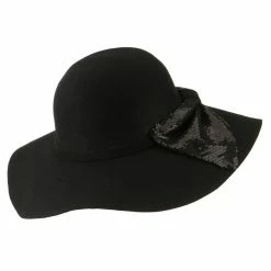 Something Special Wool Felt Wide Brim With Big Sequin Bow Hat 30 Something Special Wool Felt Wide Brim With Big Sequin Bow Hat -Adams Shop jo001fp black 4
