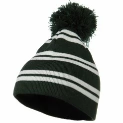 Outdoor Jacquard White Stripe Knit Beanie With Pom 72 Outdoor Jacquard White Stripe Knit Beanie With Pom -Adams Shop js002bs 1