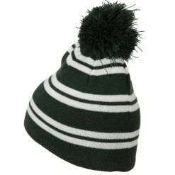 Outdoor Jacquard White Stripe Knit Beanie With Pom 74 Outdoor Jacquard White Stripe Knit Beanie With Pom -Adams Shop js002bs 2
