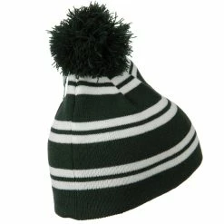 Outdoor Jacquard White Stripe Knit Beanie With Pom 73 Outdoor Jacquard White Stripe Knit Beanie With Pom -Adams Shop js002bs 3