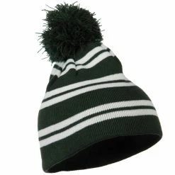 Outdoor Jacquard White Stripe Knit Beanie With Pom 76 Outdoor Jacquard White Stripe Knit Beanie With Pom -Adams Shop js002bs 4