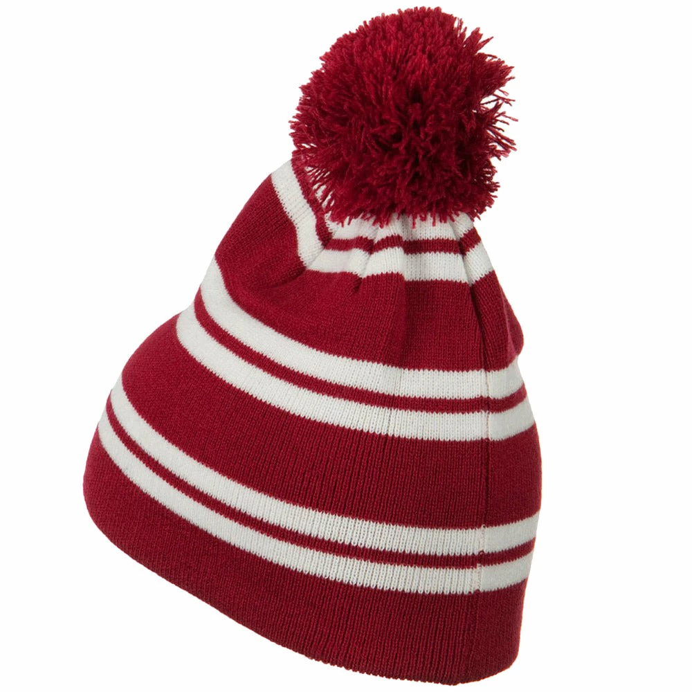 Outdoor Jacquard White Stripe Knit Beanie With Pom 24 Outdoor Jacquard White Stripe Knit Beanie With Pom - Image 22