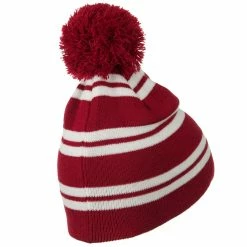 Outdoor Jacquard White Stripe Knit Beanie With Pom 69 Outdoor Jacquard White Stripe Knit Beanie With Pom -Adams Shop jw001bs cardinal 3