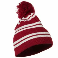 Outdoor Jacquard White Stripe Knit Beanie With Pom 70 Outdoor Jacquard White Stripe Knit Beanie With Pom -Adams Shop jw001bs cardinal 4