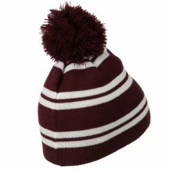 Outdoor Jacquard White Stripe Knit Beanie With Pom 50 Outdoor Jacquard White Stripe Knit Beanie With Pom -Adams Shop jw003bs 3