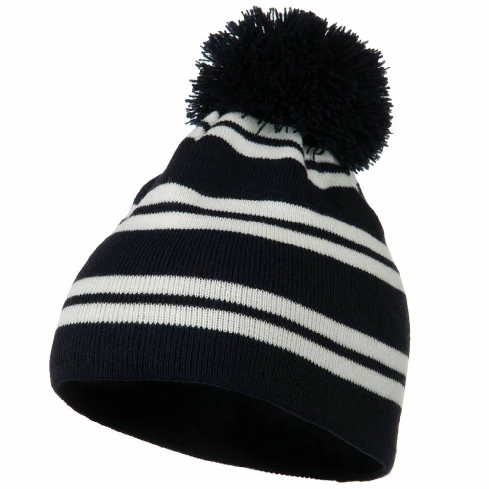 Outdoor Jacquard White Stripe Knit Beanie With Pom 33 Outdoor Jacquard White Stripe Knit Beanie With Pom - Image 31