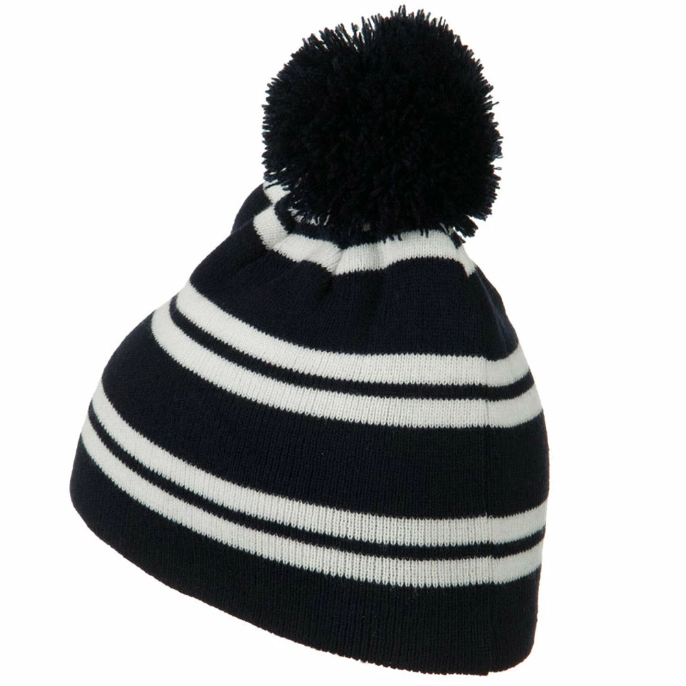 Outdoor Jacquard White Stripe Knit Beanie With Pom 37 Outdoor Jacquard White Stripe Knit Beanie With Pom - Image 35
