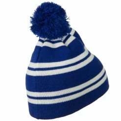 Outdoor Jacquard White Stripe Knit Beanie With Pom 58 Outdoor Jacquard White Stripe Knit Beanie With Pom -Adams Shop jw008bs 3