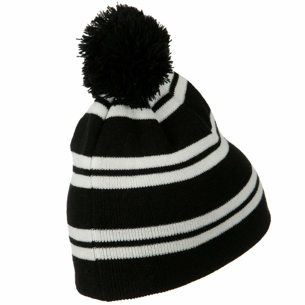 Outdoor Jacquard White Stripe Knit Beanie With Pom 21 Outdoor Jacquard White Stripe Knit Beanie With Pom - Image 19