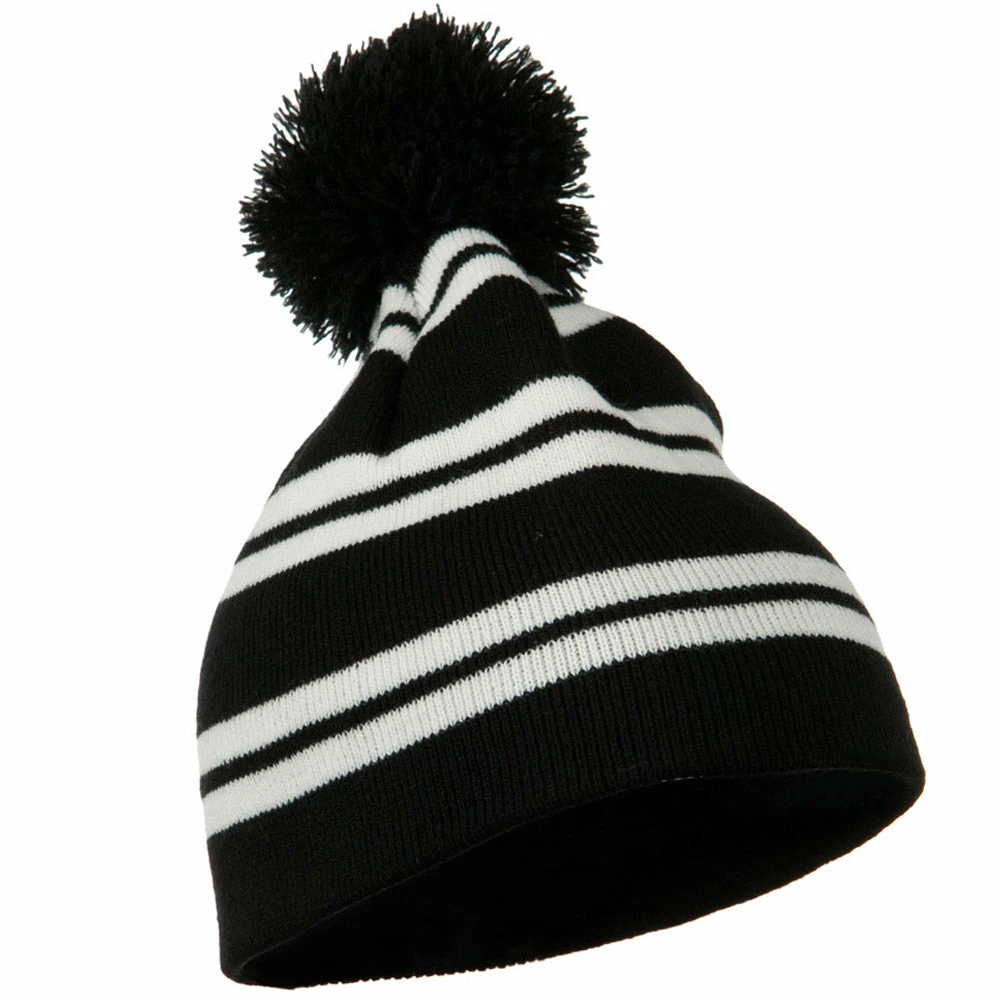 Outdoor Jacquard White Stripe Knit Beanie With Pom 22 Outdoor Jacquard White Stripe Knit Beanie With Pom - Image 20