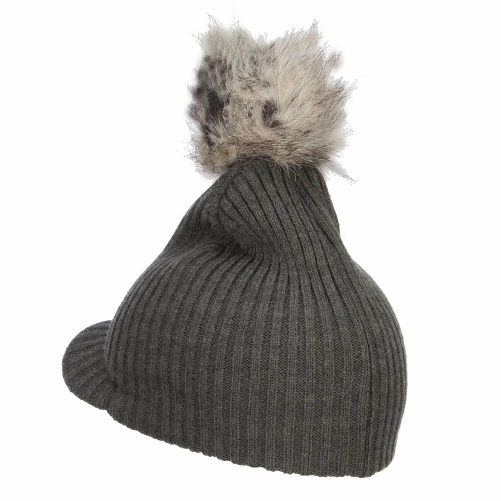 Hatiya Pom Pom Knit Brim Beanie 4 Hatiya Pom Pom Knit Brim Beanie - Image 2