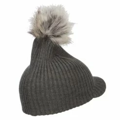 Hatiya Pom Pom Knit Brim Beanie 19 Hatiya Pom Pom Knit Brim Beanie -Adams Shop kb001db grey 3