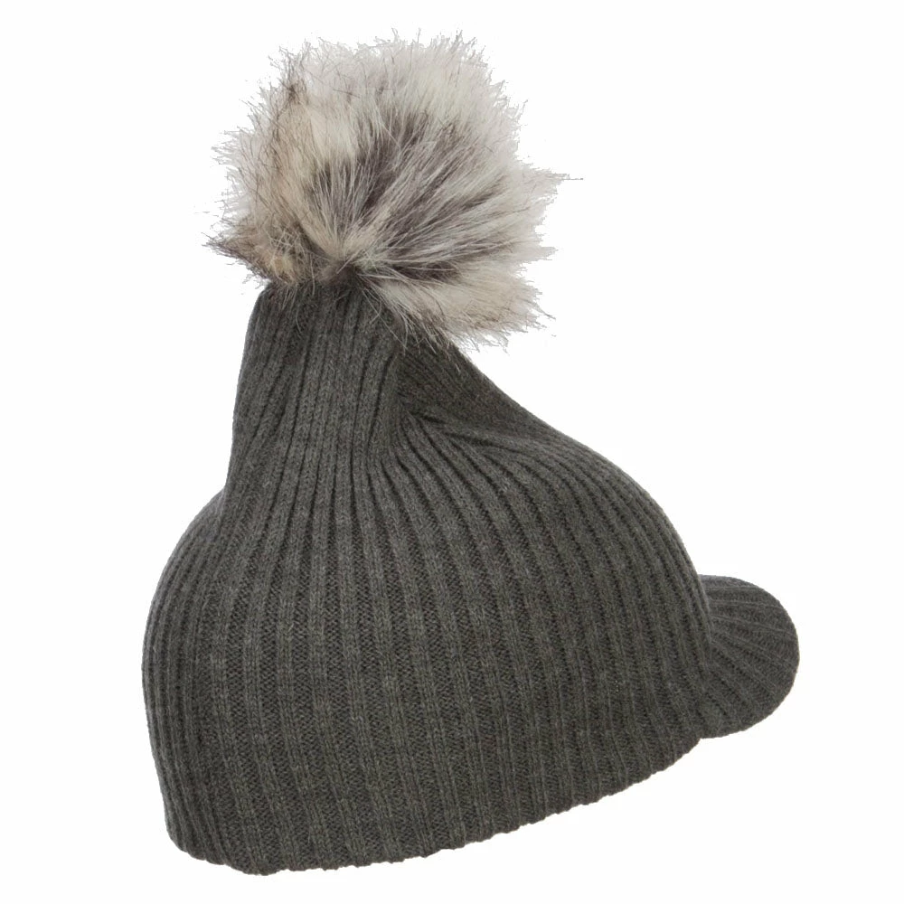 Hatiya Pom Pom Knit Brim Beanie 5 Hatiya Pom Pom Knit Brim Beanie - Image 3