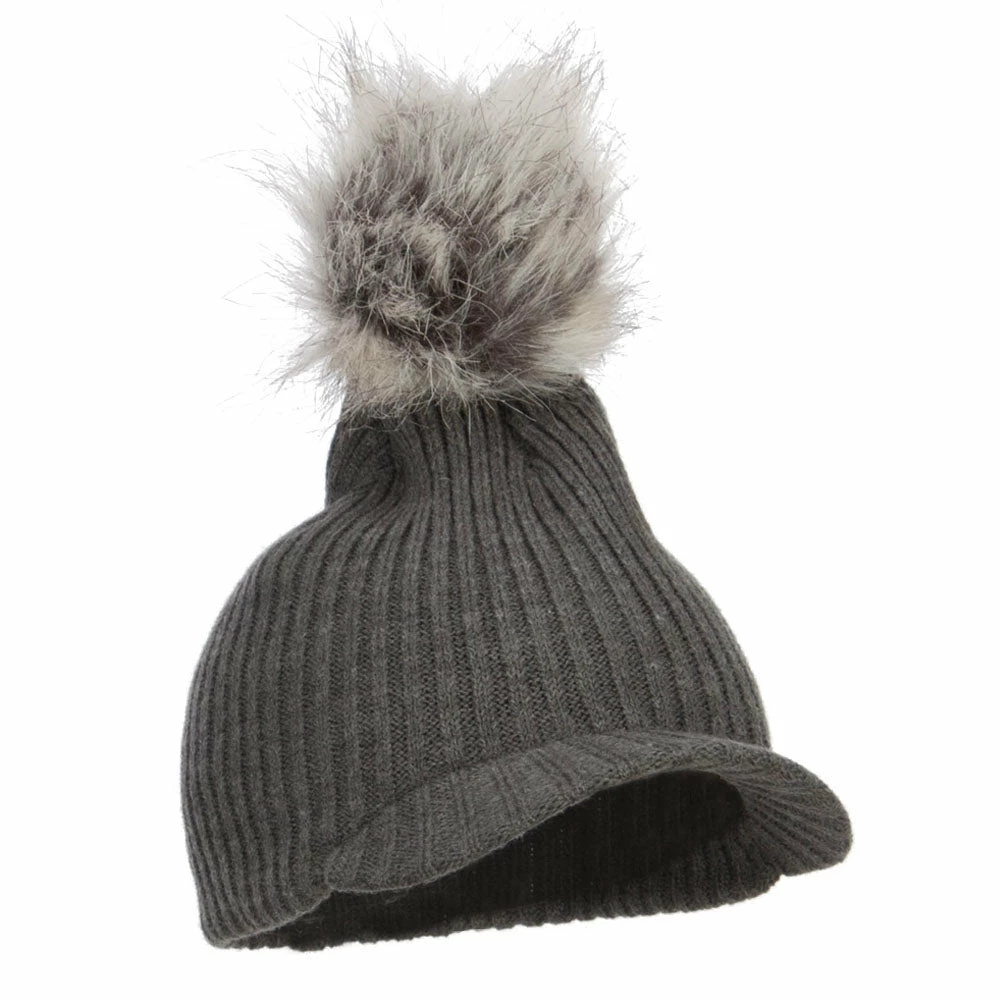 Hatiya Pom Pom Knit Brim Beanie 6 Hatiya Pom Pom Knit Brim Beanie - Image 4
