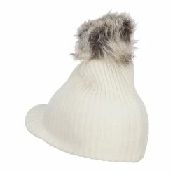 Hatiya Pom Pom Knit Brim Beanie 23 Hatiya Pom Pom Knit Brim Beanie -Adams Shop kb002db white 2