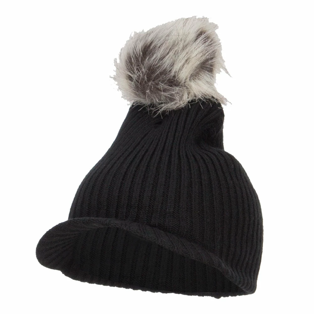 Hatiya Pom Pom Knit Brim Beanie 13 Hatiya Pom Pom Knit Brim Beanie - Image 11