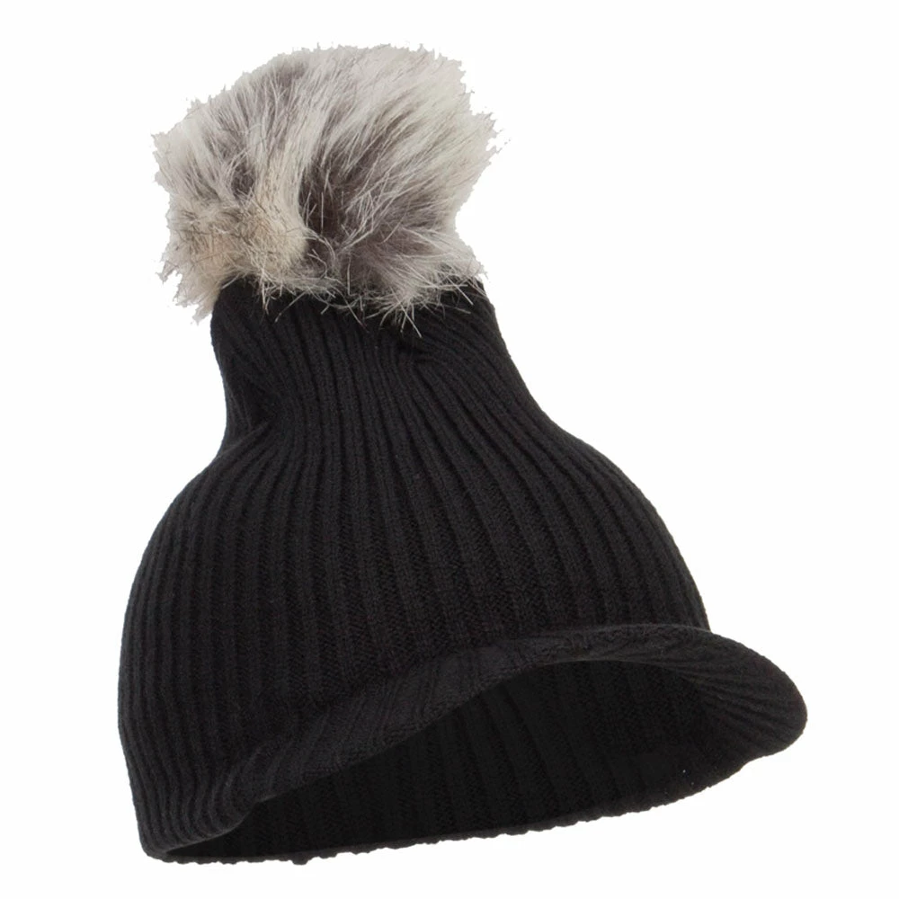 Hatiya Pom Pom Knit Brim Beanie 16 Hatiya Pom Pom Knit Brim Beanie - Image 14