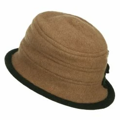 Jeanne Simmons Women's Flower Boiled Wool Bucket Hat -Adams Shop kn003bh brown black 2