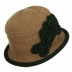 Jeanne Simmons Women's Flower Boiled Wool Bucket Hat -Adams Shop kn003bh brown black 3