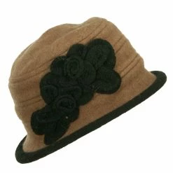 Jeanne Simmons Women's Flower Boiled Wool Bucket Hat -Adams Shop kn003bh brown black 5