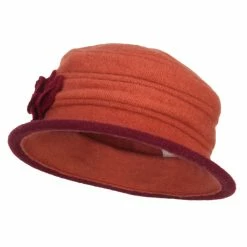 Jeanne Simmons Women's Flower Boiled Wool Bucket Hat -Adams Shop kn004bh rust burgundy 1