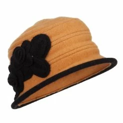 Jeanne Simmons Women's Flower Boiled Wool Bucket Hat -Adams Shop kn005bh yellow black 4