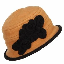 Jeanne Simmons Women's Flower Boiled Wool Bucket Hat -Adams Shop kn005bh yellow black 5