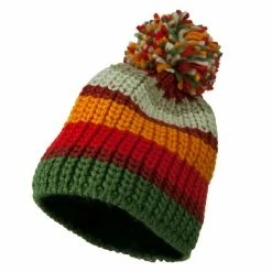 Jeanne Simmons Colorful Knitted Pom Pom Beanie Cap
