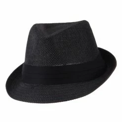 Hatiya Kid's Paper Straw Black Band Fedora -Adams Shop kp001cf black 5
