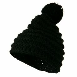 Hatiya Knit Short Beanie Hat With Pom Pom -Adams Shop kp001ps 1
