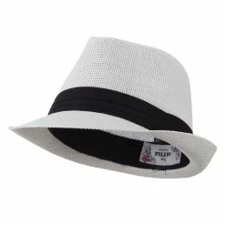 Hatiya Kid's Paper Straw Black Band Fedora -Adams Shop kp002cf white 1