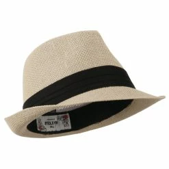 Hatiya Kid's Paper Straw Black Band Fedora -Adams Shop kp003cf tan 4