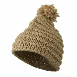 Hatiya Knit Short Beanie Hat With Pom Pom -Adams Shop kp003ps 1