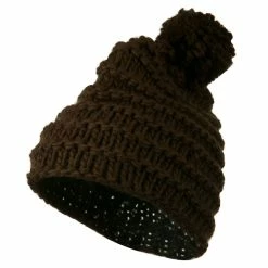 Hatiya Knit Short Beanie Hat With Pom Pom -Adams Shop kp004ps 1