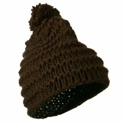 Hatiya Knit Short Beanie Hat With Pom Pom -Adams Shop kp004ps 4