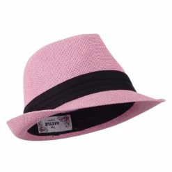Hatiya Kid's Paper Straw Black Band Fedora -Adams Shop kp005cf pink 4