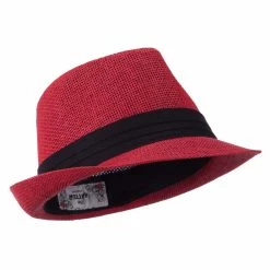 Hatiya Kid's Paper Straw Black Band Fedora -Adams Shop kp006cf red 4