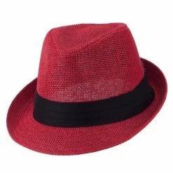 Hatiya Kid's Paper Straw Black Band Fedora -Adams Shop kp006cf red 5