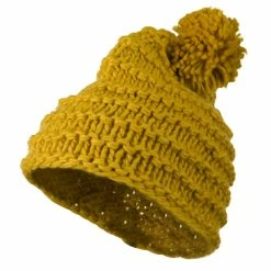 Hatiya Knit Short Beanie Hat With Pom Pom -Adams Shop kp006ps 1