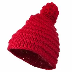 Hatiya Knit Short Beanie Hat With Pom Pom -Adams Shop kp009ps 1